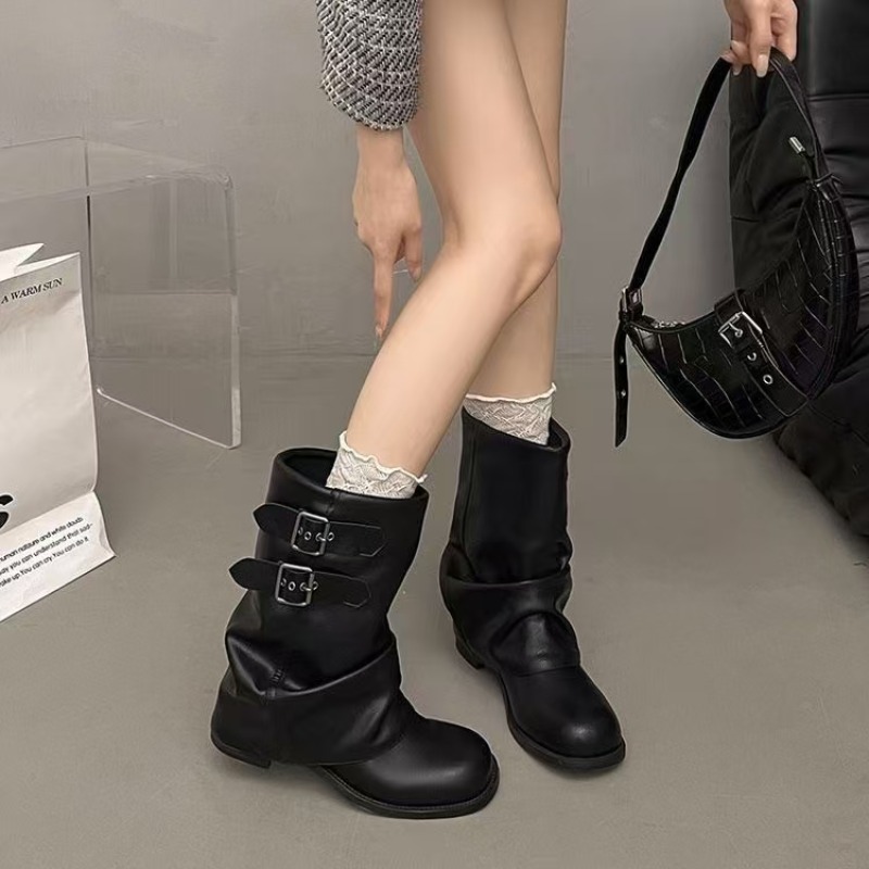 Women Black Slouchy Mid Calf B - Embroidery Garments review and price