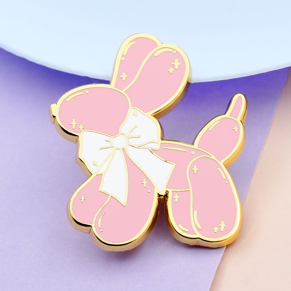 Pink Balloon Dog Enamel Pin Cu - Embroidery Bali review and price